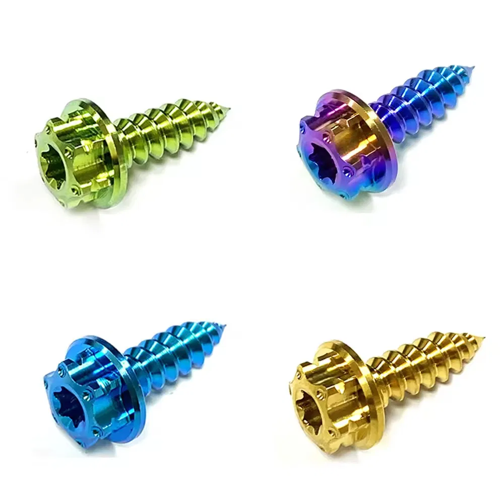 M8 Titanium Screw for Bicycle M6 6 mm M4 Gr5 Cap Hex Socket Set Flanged Umbrella Head Hex Interferance Blue Titanium Screw