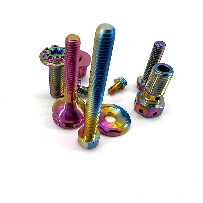 Premium Gr2 Flat Head Titanium Alloy Hex Stud Nail Screw Bolt for Motorcycles Bikes