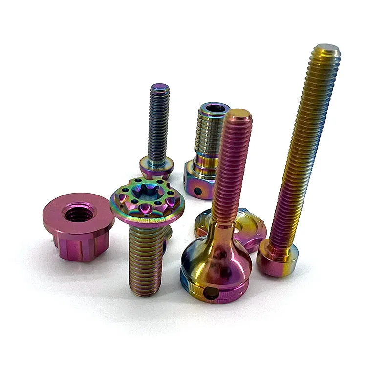 Premium Gr2 Flat Head Titanium Alloy Hex Stud Nail Screw Bolt for Motorcycles Bikes