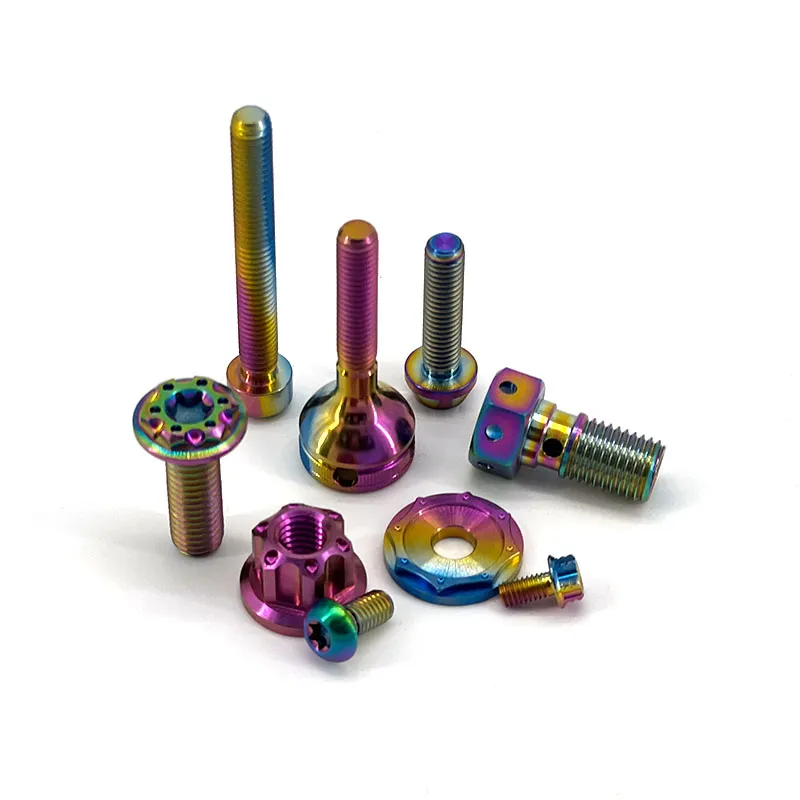 Premium Gr2 Flat Head Titanium Alloy Hex Stud Nail Screw Bolt for Motorcycles Bikes